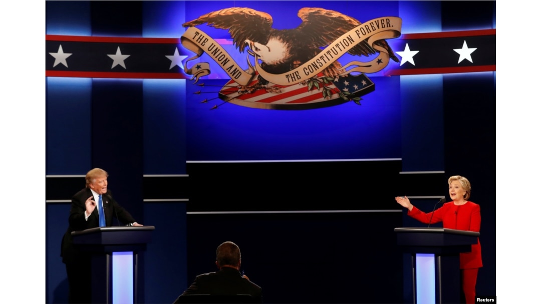 Republican U.S. presidential nominee Donald Trump and Democratic U.S. presidential nominee Hillary Clinton speak at their first presidential debate at Hofstra University in Hempstead, New York, U.S., September 26, 2016.
