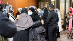 Supporters of former Minneapolis police officer Mohamed Noor gather Oct. 21, 2021 at the Government Center in Minneapolis.