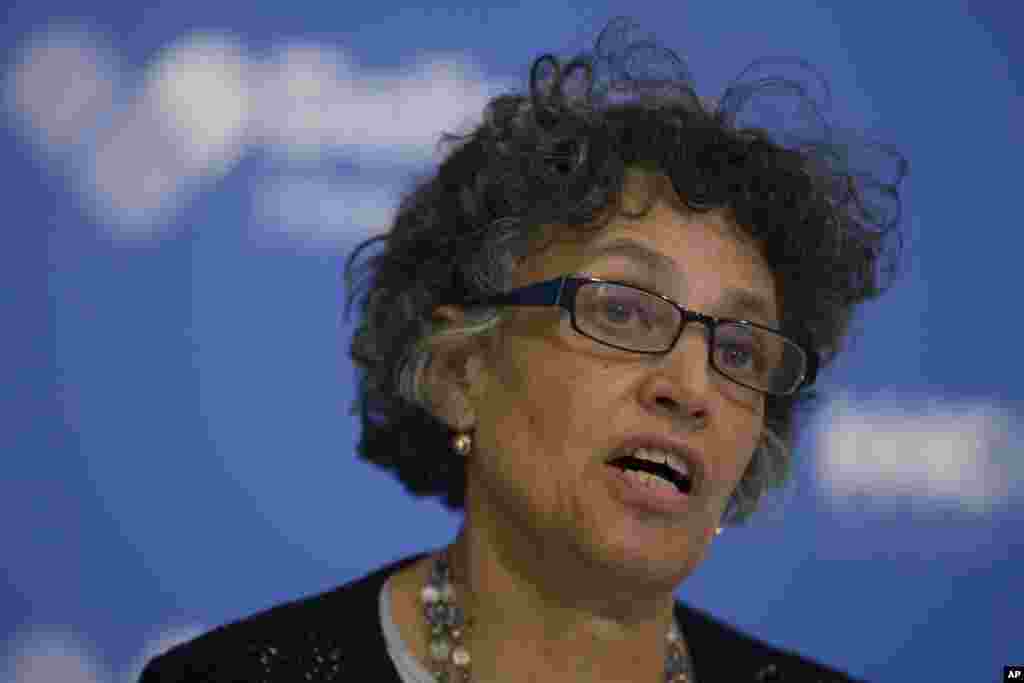 Dr. Mary Travis Basset, NYC Health Commissioner, speaks during a news conference at Bellevue Hospital to discuss Dr. Craig Spencer, a Doctors Without Borders physician who tested positive for the Ebola virus after returning from West Africa, Oct. 23, 2014. 