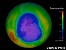 南极洲臭氧层1994年浓度低（NASA's Goddard Space Flight Center)