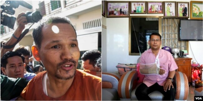 លោក​មាជ សុវណ្ណារ៉ា (ឆ្វេង) ប្រធាន​នាយកដ្ឋាន​ព័ត៌មាន​នៃ​គណបក្ស​សង្គ្រោះ​ជាតិ និង​លោក​ញ៉យ ចំរើន តំណាងរាស្ត្រ​គណបក្ស​សង្គ្រោះ​ជាតិ។