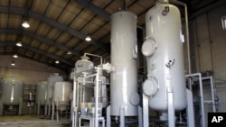 FILE -- This Oct. 27, 2004, file photo, shows the interior of the Arak heavy water production facility in Arak, 360 kms southwest of Tehran, Iran. 