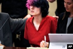 Devon Michael Erickson, the accused STEM School shooter, appears at the Douglas County Courthouse for his advisement hearing in Castle Rock, Colorado, May 8, 2019.