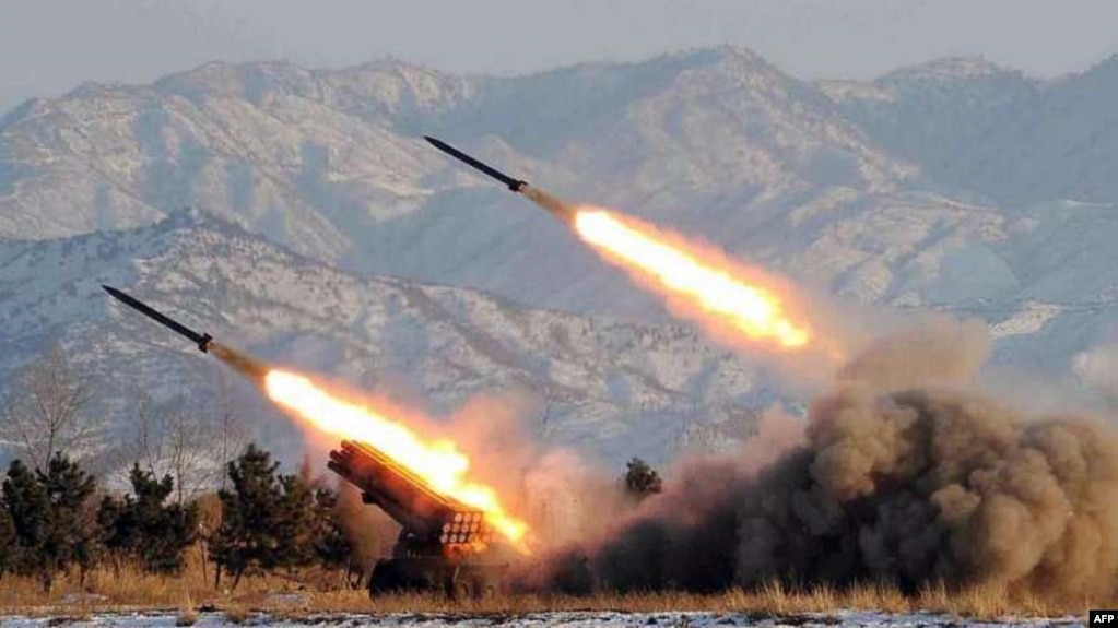 朝鲜中央社（KCNA）发布的一张导弹试射照片。