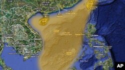 China claims the highlighted portion of the South China Sea. Other governments also claim all or part of the South China Sea.