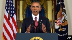 Presiden AS Barack Obama saat mengungkapkan rencana militer AS untuk menghancurkan ISIS (10/9).