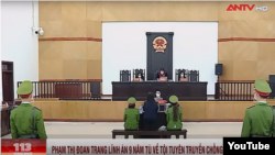 Phiên tòa xử Phạm Đoan Trang tại Hà Nội. Hình minh họa. Photo screenshot từ ANTV via YouTube.