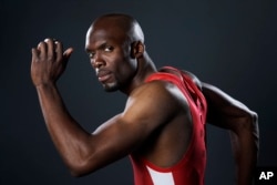 Track and field athlete LaShawn Merritt poses for photos at the 2016 Team USA Media Summit March 8, 2016, in Beverly Hills, California.