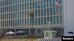 FILE - A view of the U.S. Embassy in Havana, Cuba, Sept. 18, 2017.