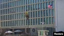 FILE - A view of the U.S. Embassy in Havana, Cuba on Sept. 18, 2017. Evidence from communications intercepts has pointed to Moscow's involvement during the investigation involving the FBI, CIA and other agencies, NBC reports.