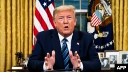 صدر ٹرمپ نے اپنے خطاب میں کہا کہ یورپ سے امریکہ آنے پر 30 روز کے لیے پابندی ہو گی جس کا اطلاق جمعے کی شب سے ہو گا۔
