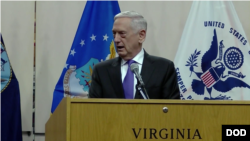 馬蒂斯2018年9月25日在維吉尼亞軍事學院講話。
