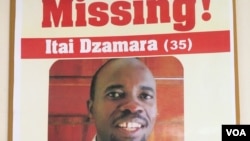 Posters of missing activist Itai Dzamara. Some civic organizations in Zimbabwe have offered $2000 for information leading to Dzamara's whereabouts. (Sebastian Mhofu/VOA)