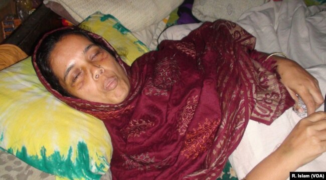 Opposition BNP activist Marina Begum is lying at her home at Sirajganj, Bangladesh, blinded by pellets reportedly fired by police.