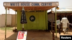 A call center is shown that had been shut down along a road in Damaturu in the northeastern state of Yobe, Nigeria, July 16, 2013.