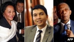 This combination of file pictures created on June 5, 2013 shows Madagascar's presidential candidates (L-R) Lalao Ravalomanana, Andry Rajoelina and Didier Ratsiraka. 