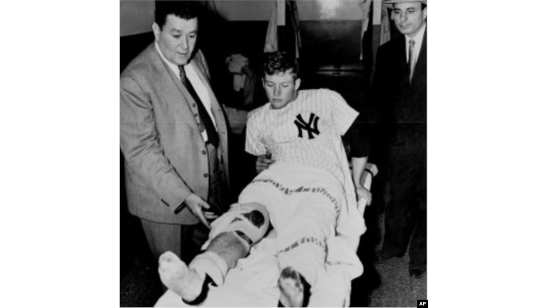 Mickey Mantle after his knee injury