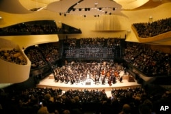 The Paris Philharmonie’s main concert hall can seat 2,400 on sweeping balconies surrounding the center stage.