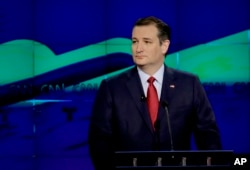 Republican presidential candidate, Sen. Ted Cruz, R-Texas, looks on during a Republican presidential primary debate at The University of Houston, Thursday, Feb. 25, 2016.