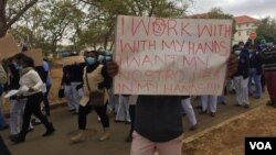 Nurses staging protests in Bulawayo on Thursday. (Bathabile Masuku)