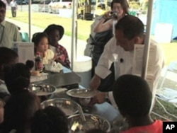A chef was on hand to show visiting groups of school children how wheat becomes cupcakes.
