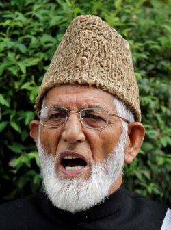 FILE - Syed Ali Shah Geelani, chairman of the hardliner faction of Kashmir's Hurriyat (Freedom) Conference, speaks during a news conference in Srinagar, August 7, 2010.