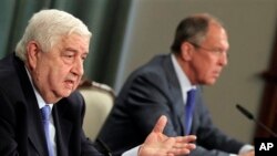 Wezîrê derve yê Sûriyê Walid Moallem û yê Rus Sergey Lavrov 