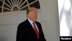 FILE - President Donald Trump during a ceremony in the Rose Garden of the White House in Washington, May 1, 2018.