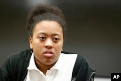 Amanda Ali, a student at Miami Northwestern Senior High School who acted in the movie "Moonlight," speaks during an interview with The Associated Press in Miami, Feb. 27, 2017.