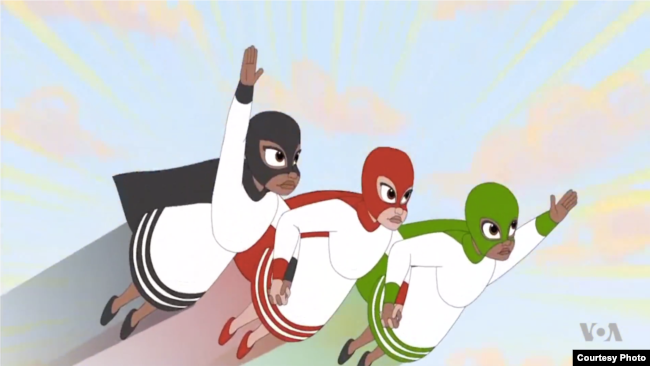 'Tibeb Girls' is an animated cartoon featuring three young girls who use superpowers to fight the injustice and oppression Ethiopian girls routinely face. (Screenshot from 'Tibeb Girls')
