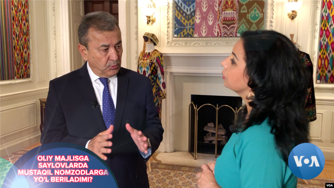 Senator Safoyev "Amerika Ovozi" bilan suhbatda, O'zbekistonning Vashingtondagi elchixonasi, 18-iyul, 2019