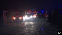 Image from AP video shows ambulances and security forces near the scene of an explosion in Kabul, Jan. 4, 2018. 