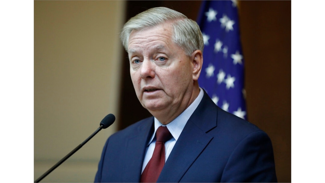 FILE - Republican Sen. Lindsey Graham speaks to reporters in Ankara, Turkey, Jan. 19, 2019.