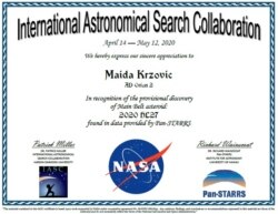 Maida Krzović dobila priznanje NASA-e.
