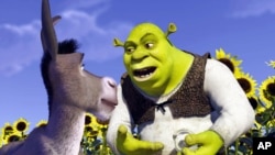 A scene from the animated film Shrek, which won the inaugural trophy when the Animation category was introduced at the Oscars in 2002. It was also the first animated film to compete for the Palme d'Or since 1953. 