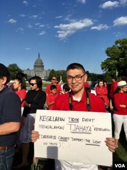 Bill Kadarusman, salah satu peserta aksi solidaritas diaspora Indonesia di Washington D.C., Minggu, 14 Mei 2017.