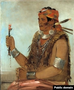 An 1830 portrait by artist George Catlin of Tenskwatawa, the 19th Century Shawnee "Prophet" and younger brother of Tecumseh.