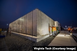 The exterior of the house built by a team of Virginia Tech University faculty and students for the Solar Decathlon Middle East competition.