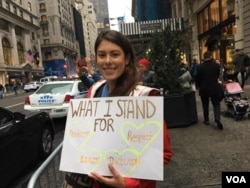 A protester standing up for her beliefs ...