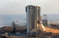 Beyrut Limanı'nda hasar gören silolardan biri