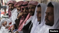 Bedouins attend a gathering during Egyptian presidential candidate and former Arab League secretary general Amr Moussa's visit to South Sinai as part of his presidential campaign tour, February 23, 2012.