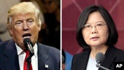 Tổng thống đắc cử Mỹ Donald Trump và Tổng thống Đài Loan Thái Anh Văn. 