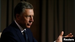 FILE - Kurt Volker, U.S. special representative for Ukraine negotiations, speaks during an interview with Reuters in Kyiv, Oct. 28, 2017. 