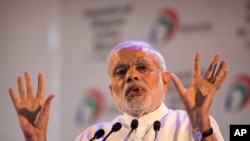 Indian Prime Minister Narendra Modi, addresses people during the launch of digital India project in New Delhi, India, July 1, 2015.