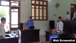 Mục sư Đinh Diêm tại phiên tòa ngày 12/7/2018 ở tỉnh Quảng Ngãi - Photo VTV