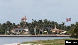 The Mar-a-Lago estate owned by U.S. President Donald Trump is shown with a U.S. flag in Palm Beach, Florida, April 5, 2017.