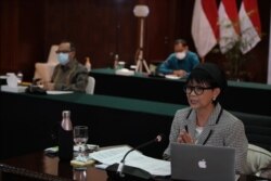 Menteri Luar Negeri Retno Marsudi dalam jumpa pers secara virtual, Rabu (30/9). (Foto: Kementerian Luar Negeri)