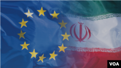 Drapeau iranien et de l'Union Européenne