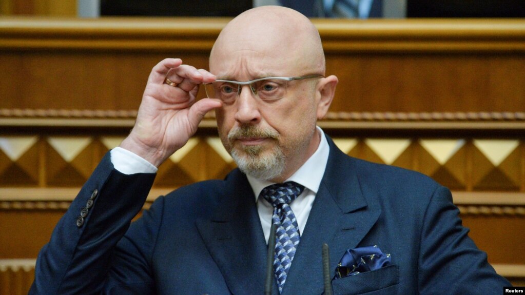 Oleksiy Reznikov adjusts his glasses during a session of parliament in Kyiv, Ukraine, Nov. 4, 2021, before Ukraine's parliament voted to confirm him as the country's new defense minister. 