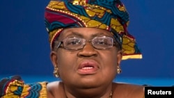 FILE - Nigerian Finance Minister Ngozi Okonjo-Iweala takes part in a discussion on "Challengers of Job-Rich and Inclusive Growth: Growth and Reform Challenges" during the World Bank/IMF Annual Meeting in Washington.